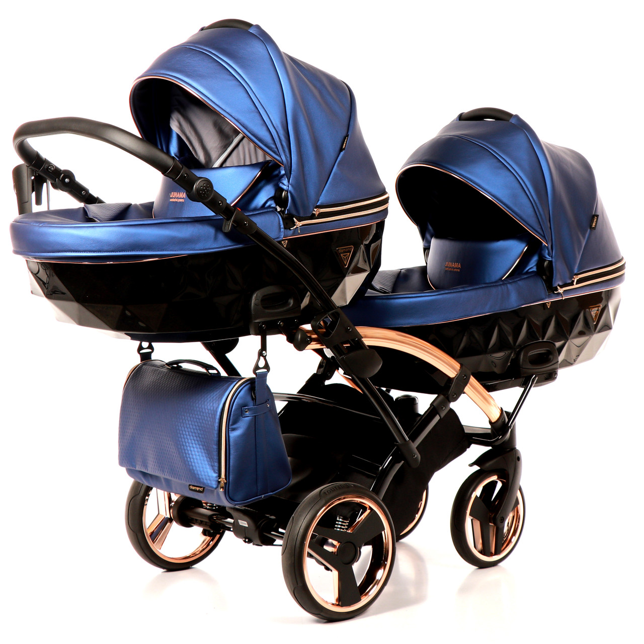 Коляска для двійнят Junama Diamond Fluo Line (Fluido) Duo Slim 01 Blue