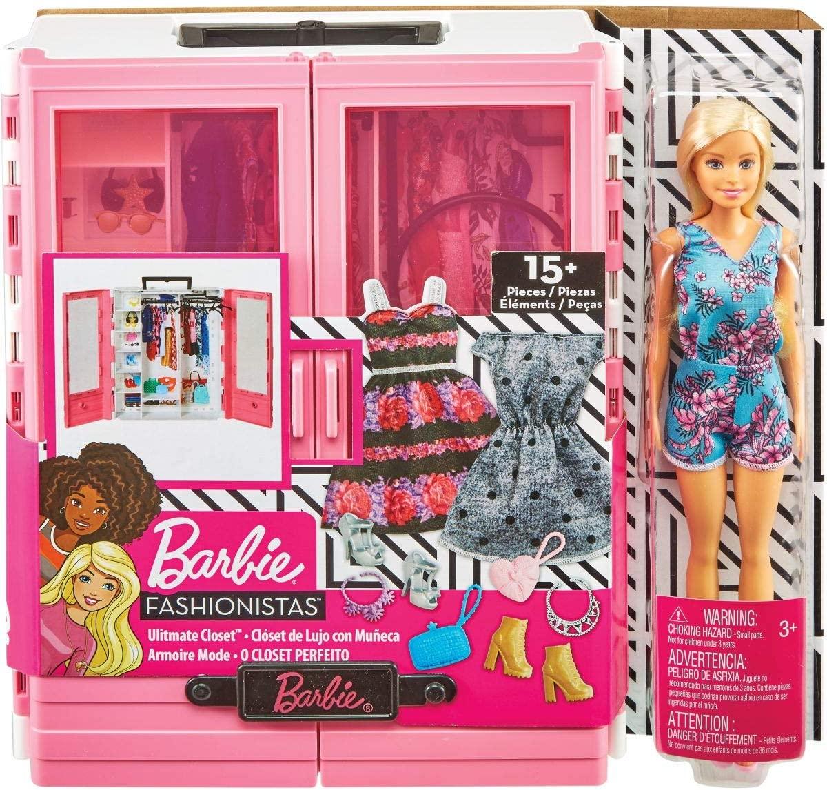 Барбі і модний шафа гардероб рожевий з одягом і взуттям Barbie Fashionistas Ultimate Closet Portable Fashion