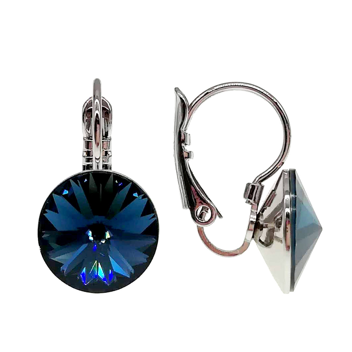 Сережки Xuping з медичного золота, кристали Swarovski сапфірово-синього кольору, родій, 24484 (1)