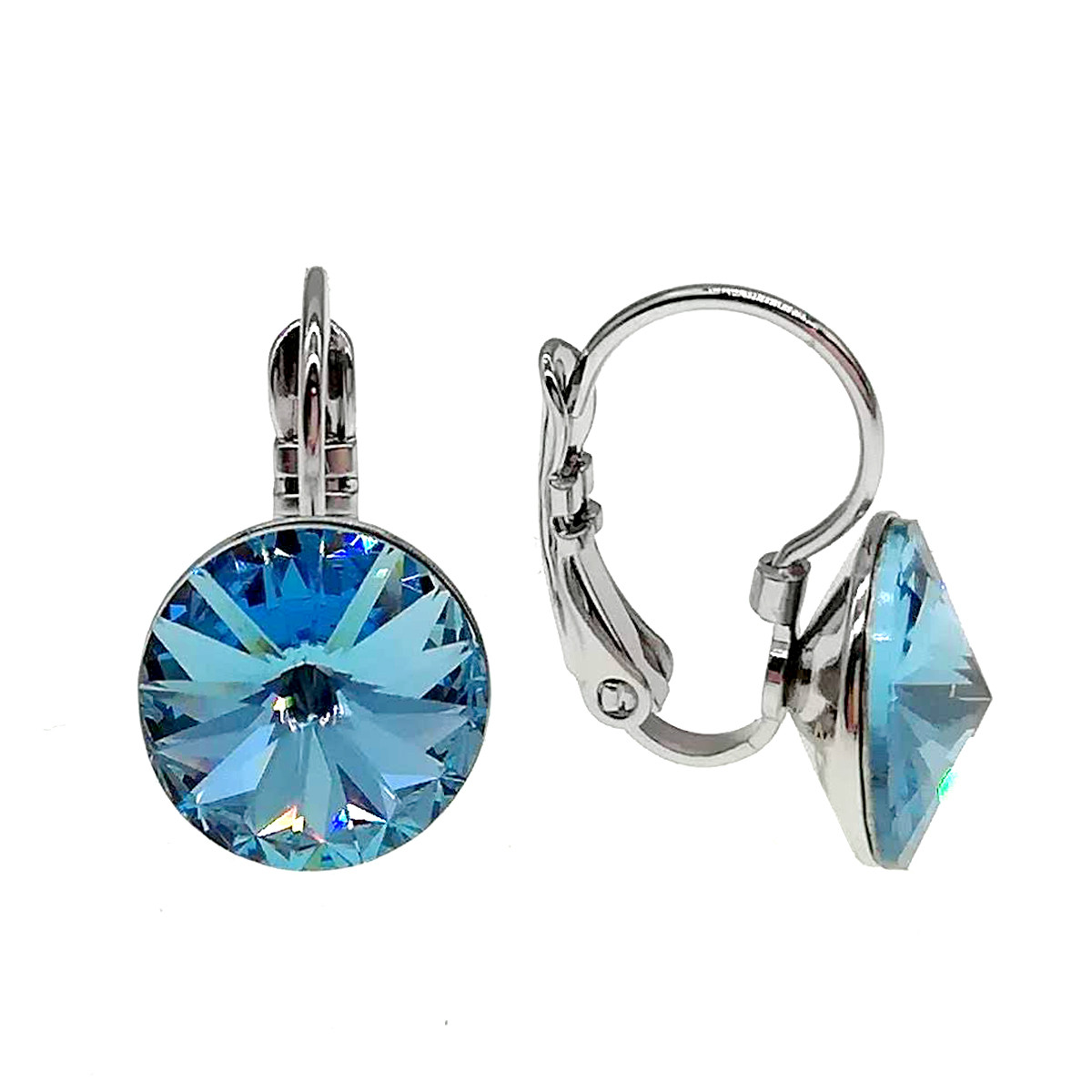 Сережки Xuping з медичного золота, кристали Swarovski небесно-блакитного кольору, родій, 24480 (1)