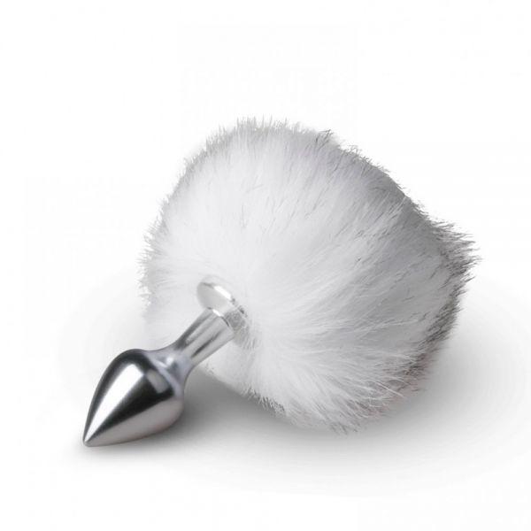 Анальна пробка метал з помпоном Bunny Tail Plug S white, фото 1
