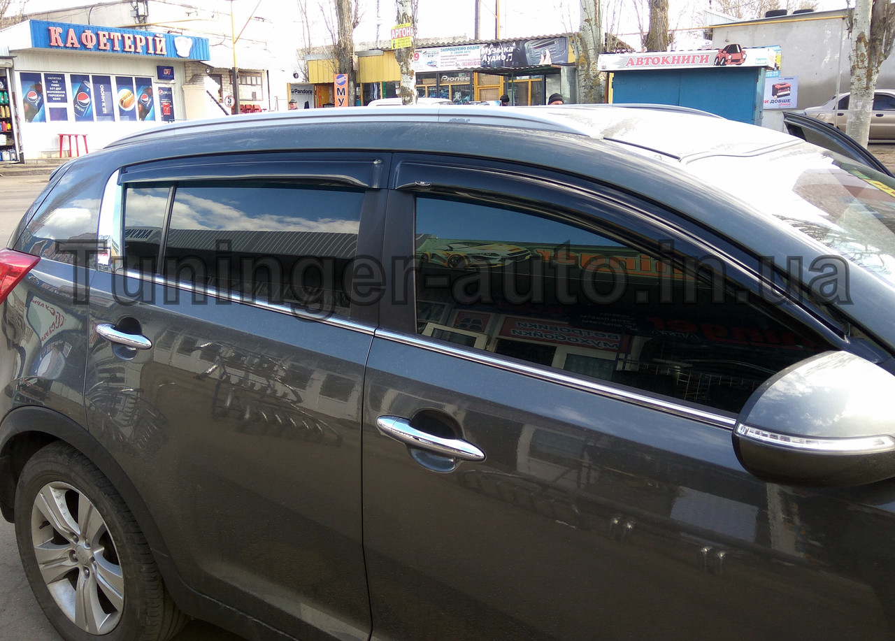 Дефлектори вікон (вітровики) Kia Sportage 2010-2015 (Hic)