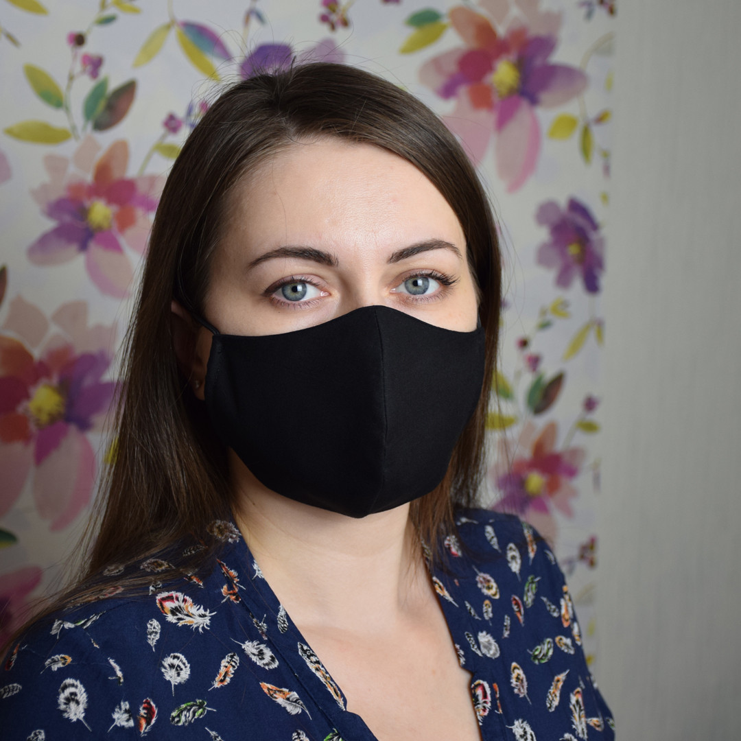 5 шт. чорна маска захисна набір тришарова, багаторазова, бавовняна. Відправка в день замовлення
