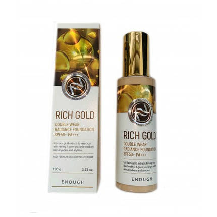 Тональний крем із золотом Enough Rich Gold Double Wear Radiance Foundation SPF50+ PA+++ #21 100 мл, фото 3