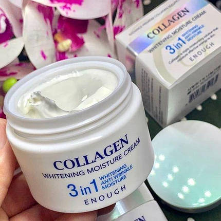 Крем для обличчя зволожувальний з колагеном 3в1 Enough Collagen Whitening Moisture Cream 3in1 50 мл, фото 4