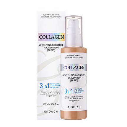 Тональний крем 3в1 з колагеном Enough 3in1 Collagen Whitening Moisture Foundation SPF 15 #21 100 мл, фото 4