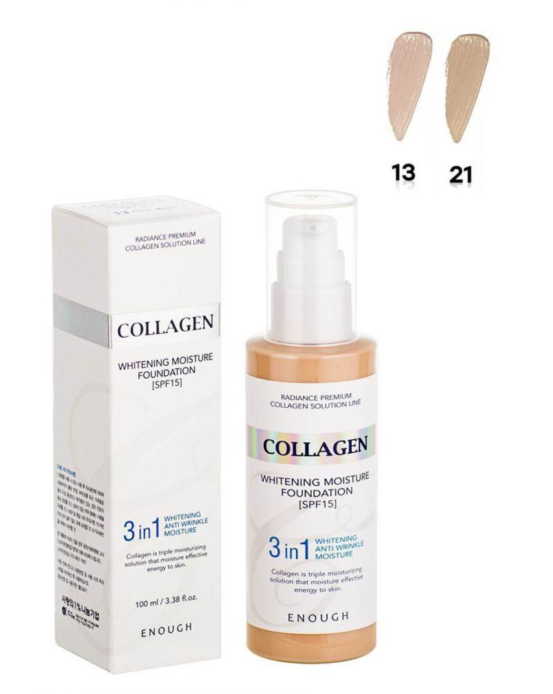Тональний крем 3в1 з колагеном Enough 3in1 Collagen Whitening Moisture Foundation SPF 15 #21 100 мл
