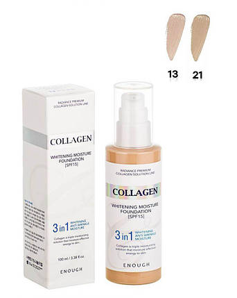 Тональний крем 3в1 з колагеном Enough 3in1 Collagen Whitening Moisture Foundation SPF 15 #21 100 мл, фото 1