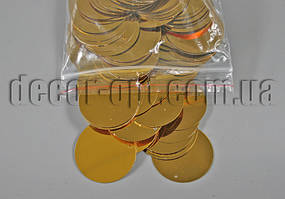 Паєтки круглі золото 3,5 см/200гр. ≈600 шт. 2сорт