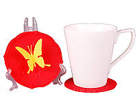 Чашка фарфор с крышкой и подставкой Бабочка ,400мл Lefard