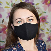 Черная маска защитная трехслойная, многоразовая, хлопковая женская. Отправка в день заказа
