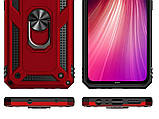 Протиударний чохол Getman Serge Ring для Xiaomi Redmi Note 8T + магнітний тримач із кільцем, червоний, фото 6