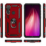Протиударний чохол Getman Serge Ring для Xiaomi Redmi Note 8T + магнітний тримач із кільцем, червоний, фото 8