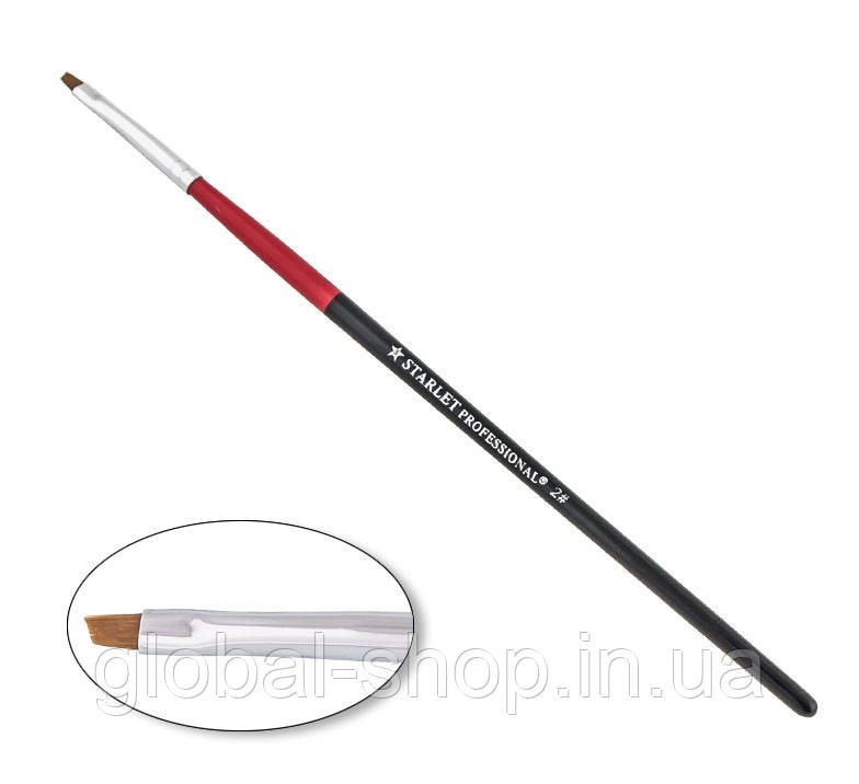КИСТЬ ДЛЯ ГЕЛЯ STARLET PROFESSIONAL № 2, СКОШЕННАЯ, ИСКУССТВЕННЫЙ ВОРС