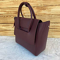 Жіноча стильна шкіряна сумка бордового кольору, фото 9