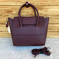 Жіноча стильна шкіряна сумка бордового кольору, фото 5