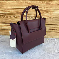 Жіноча стильна шкіряна сумка бордового кольору, фото 8