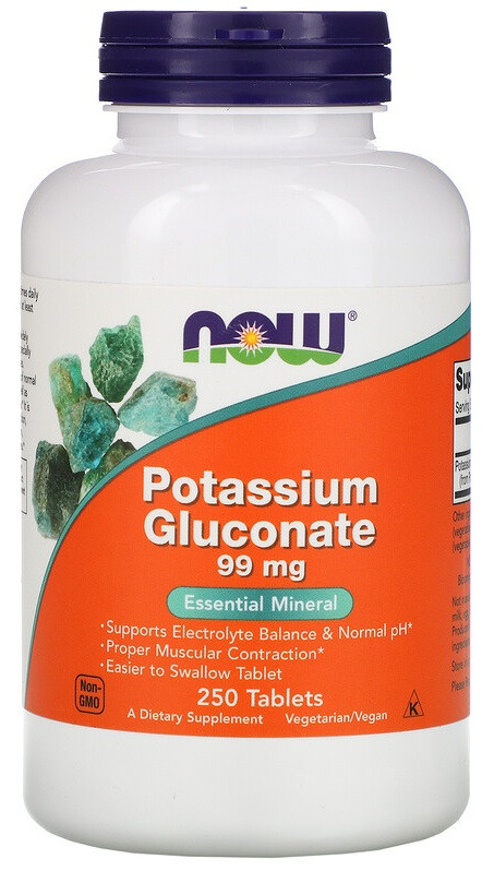 Глюконат калію Now Foods — Potassium Gluconate 99 мг (250 таблеток)