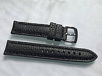Кожаный ремешок для наручных часов 20 мм черный, ручная работа, прошитый, мягкий