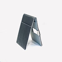 Зажим для денег, карт «Leather Clip» кошелек компактный стильный (черно-серый)