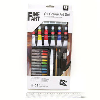 Олійніі фарби в тубах 12 мл, 6 кольорів + пастель масляна + палітра + мастихін, Josef Otten 1224NAO