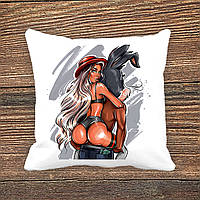 Подушка з принтом Дівчина на зайця