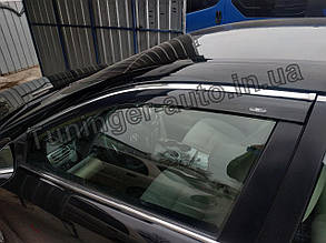 Дефлектори вікон (вітровики) з хромом молдингом Toyota Camry 50 2011-2018 (Hic)