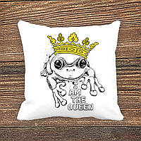 Подушка з принтом Жаба "I am the Queen"
