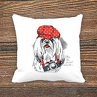 Подушка з принтом Собака-фотограф "For the special moments..."