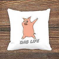 Подушка з принтом Свиня "Dab life"