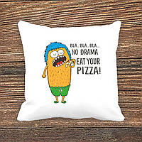 Подушка з принтом "Bla... Bla Bla...... No drama. Yeat tour pizza!"