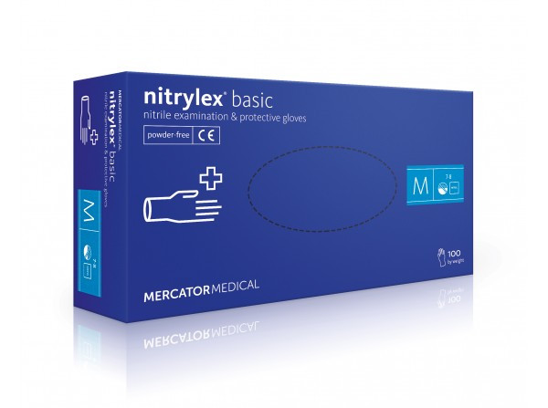 Рукавички нітрилові неопудрені NITRYLEX BASIC M, 100 шт