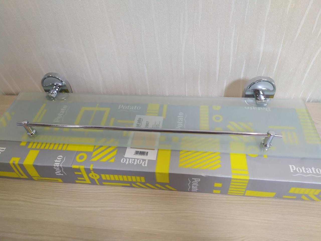 Скляна поличка для ванної кімнати 52*14 см Potato P2907, фото 1