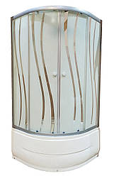 Душевая кабина 90x90см з глибоким пiддоном загартоване скло з малюнком розсувна