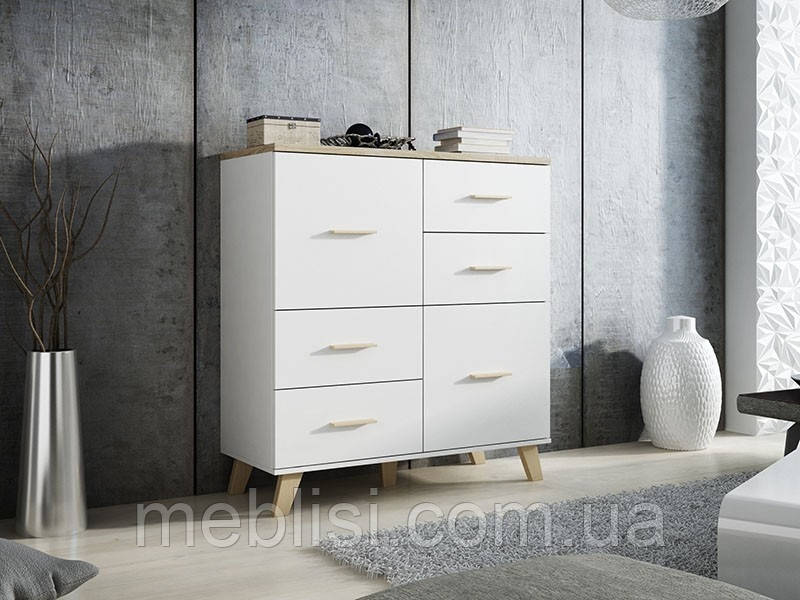 Комод LOTTA "110" 2D4S білий/дуб сонома (Cama)