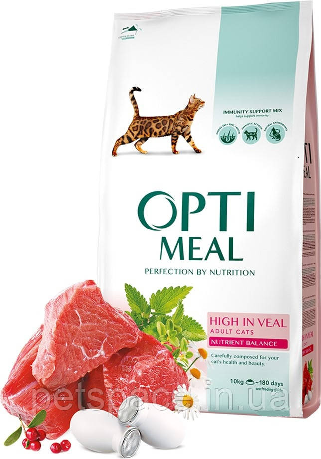 Корм Optimeal High in Veal (Оптіміл для дорослих котiв з телятиною), 10кг., фото 1