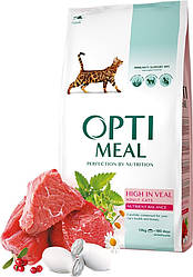 Корм Optimeal High in Veal (Оптіміл для дорослих котiв з телятиною), 10кг.
