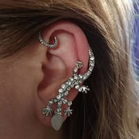 Серьга "Ящірка" - 1шт. (5*4см), під срібло, сплав, носиться на одне вухо