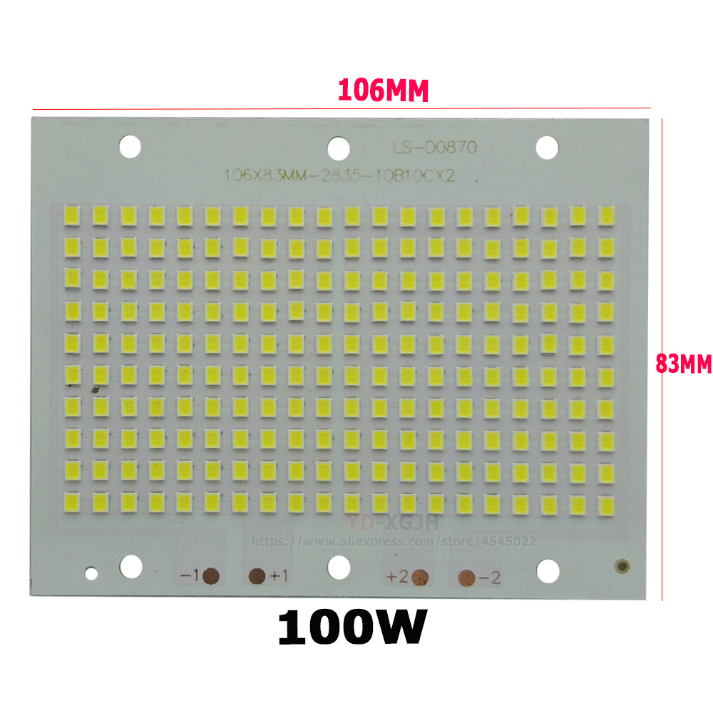 Світлодіод 100 ватт під два драйвера 50w 30-39V Led 200шт. SMD2835 LED 100w 32V 106х83мм.