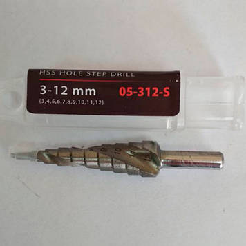 Ступінчасте спіральне свердло по металу 3-12 (3,4,5,6,7,8,9,10,11,12) d6 HSS