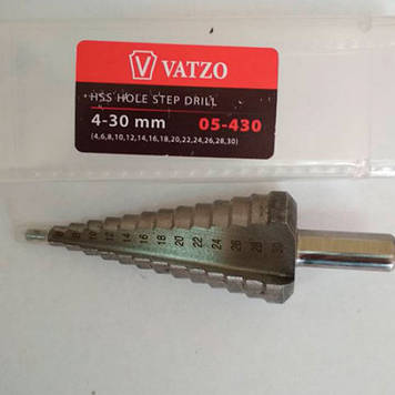 Ступінчасте свердло по металу 4-30 (4,6,8,10,12,14,16,18,20,22, 24,26,28,30) d10 HSS