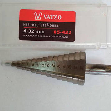 Ступінчасте свердло по металу 4-32 (4,6,8,10,12,14,16,18,20,22, 24,26,28,30,32) d10 HSS