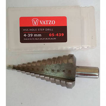 Ступенчатое сверло по металлу 4-39 (4,6,9,12,15,18,21,24,27, 30,33,36,39) d13 HSS