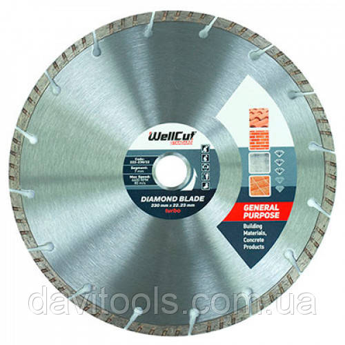 Алмазний відрізний круг WellCut Standart D125 d22.2 Сегментний