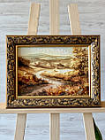 Картина пейзаж из янтаря Река, Картина з бурштину пейзаж Річка 20x30 см, фото 2