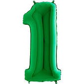Фольговані кулі цифри — цифра 1 Зелена Green 100 см Grabo (Упакована)
