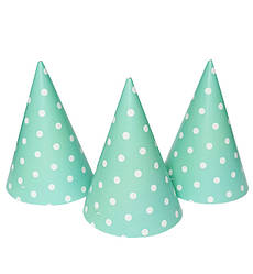 Ковпачки паперові "Горошок" 15 см, набір - 5шт., колір - бірюзовий