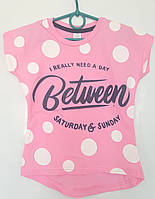 Стильна рожева футболка для дівчаток 6-8 років.