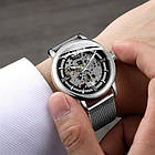 Годинник Winner Aperol сріблястий / чорний / золотий механічний годинник скелетон, фото 4