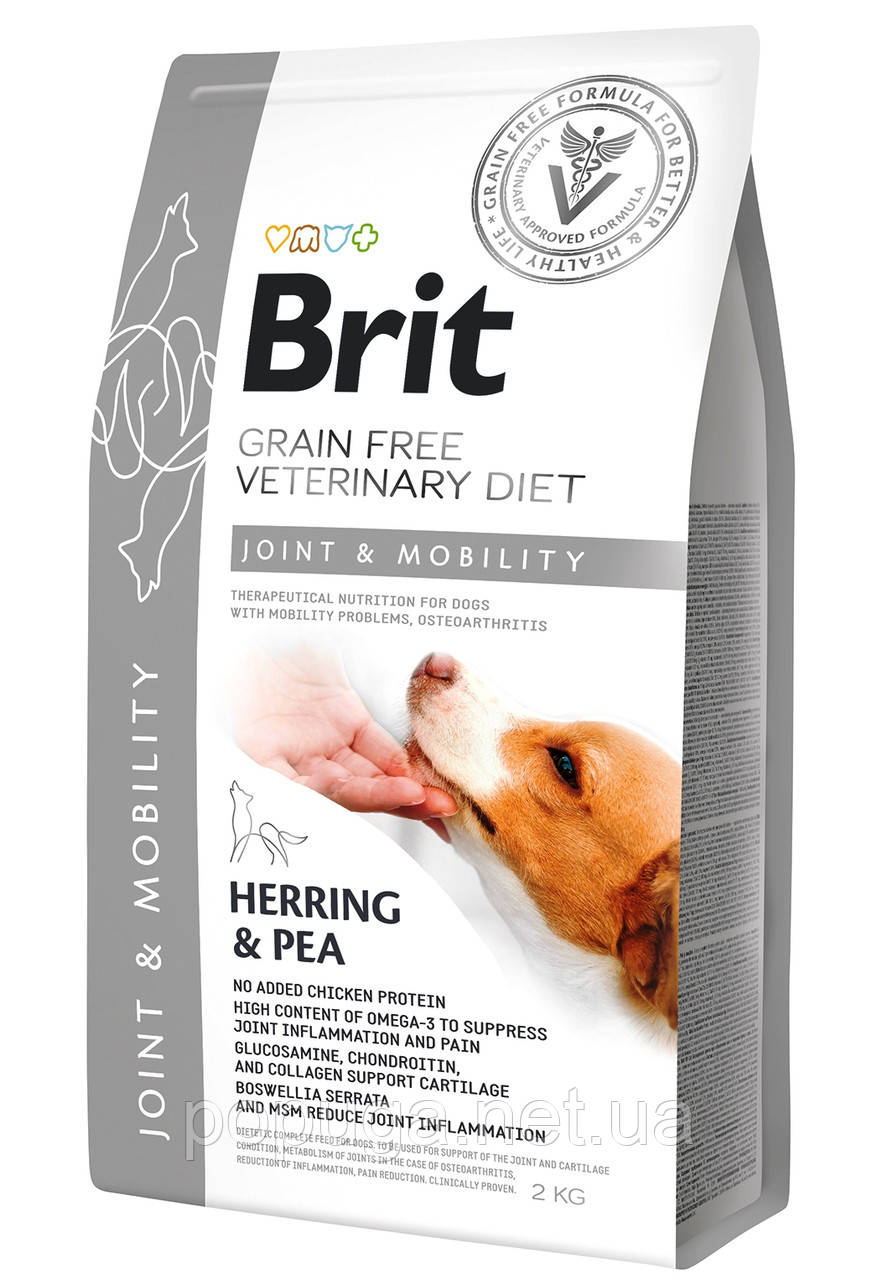 Brit Veterinary Diet MOBILITY беззерновий корм для собак для суглобів СЕЛЬДЬ і ГОРОХ, 2 кг